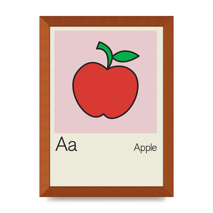 Bold Childlike Fruit One Apple Art For The Home - A4 framed
