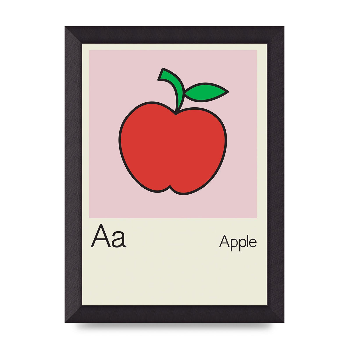 Bold Childlike Fruit One Apple Art For The Home - A4 framed