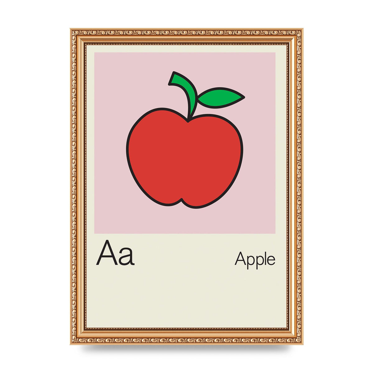 Bold Childlike Fruit One Apple Art For The Home - A4 framed