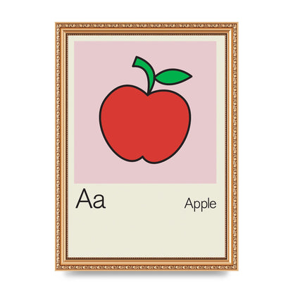 Bold Childlike Fruit One Apple Art For The Home - A4 framed