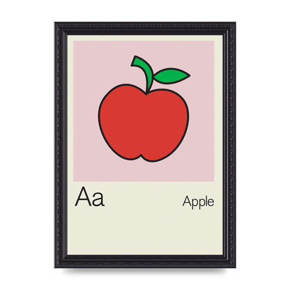 Bold Childlike Fruit One Apple Art For The Home - A4 framed