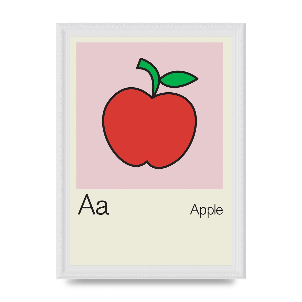 Bold Childlike Fruit One Apple Art For The Home - A4 framed