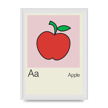 Bold Childlike Fruit One Apple Art For The Home - A4 framed