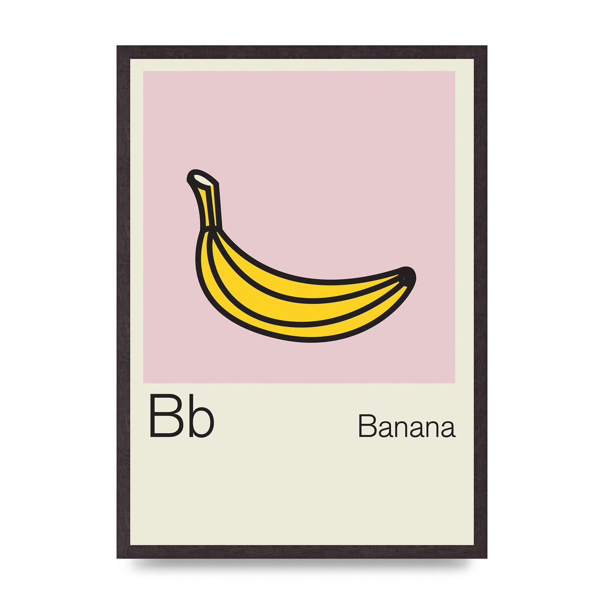Bold Childlike Fruit Two Banana Printed Poster - A2 framed