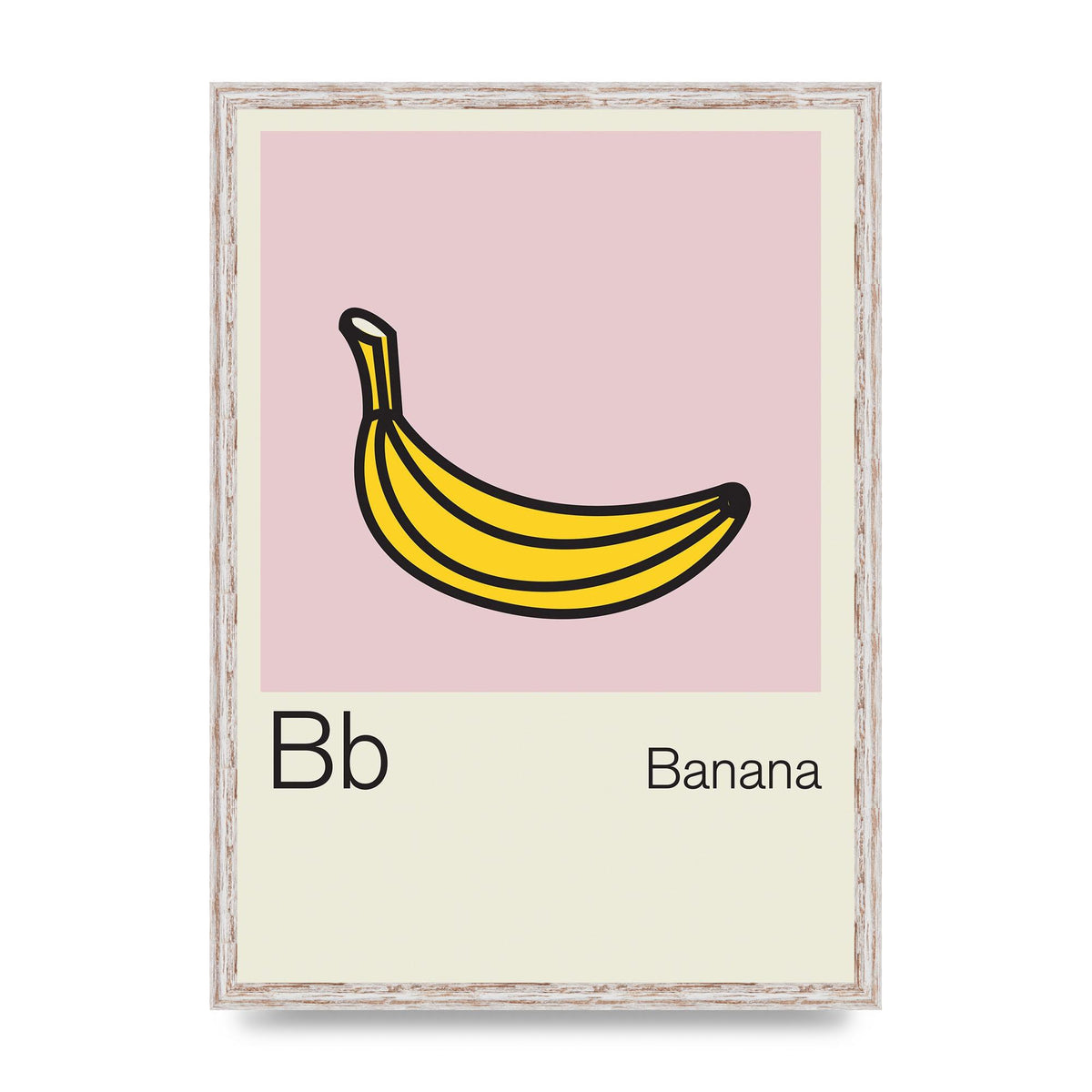 Bold Childlike Fruit Two Banana Printed Poster - A2 framed