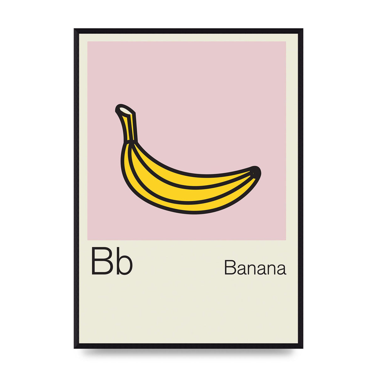 Bold Childlike Fruit Two Banana Printed Poster - A2 framed