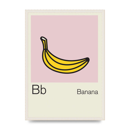 Bold Childlike Fruit Two Banana Printed Poster - A2 framed