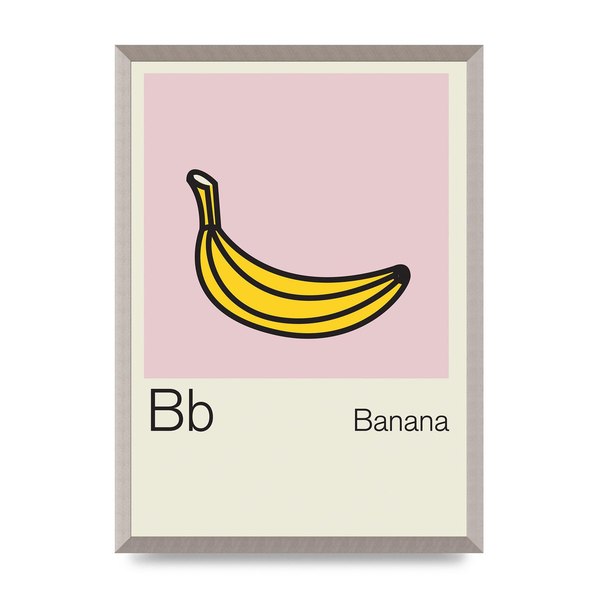 Bold Childlike Fruit Two Banana Printed Poster - A2 framed