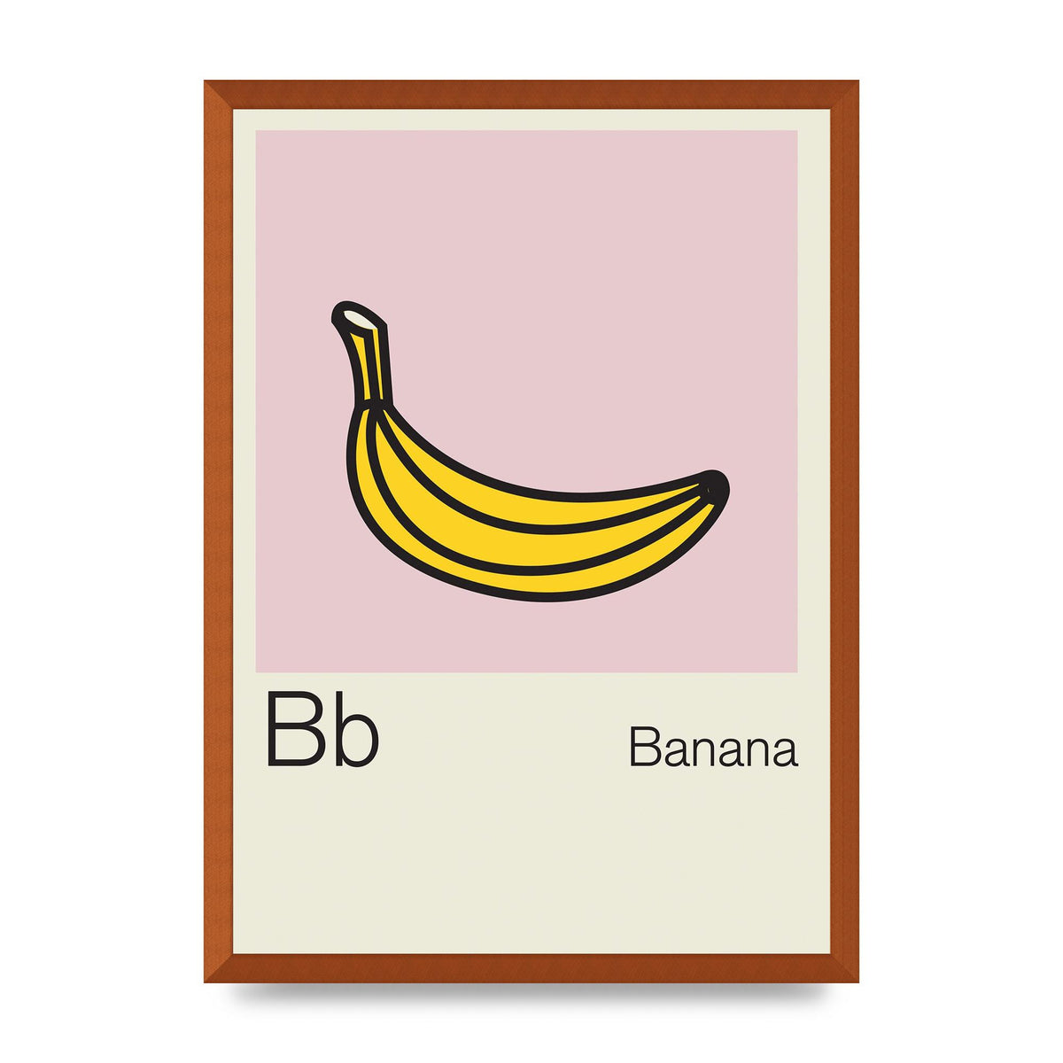 Bold Childlike Fruit Two Banana Printed Poster - A2 framed