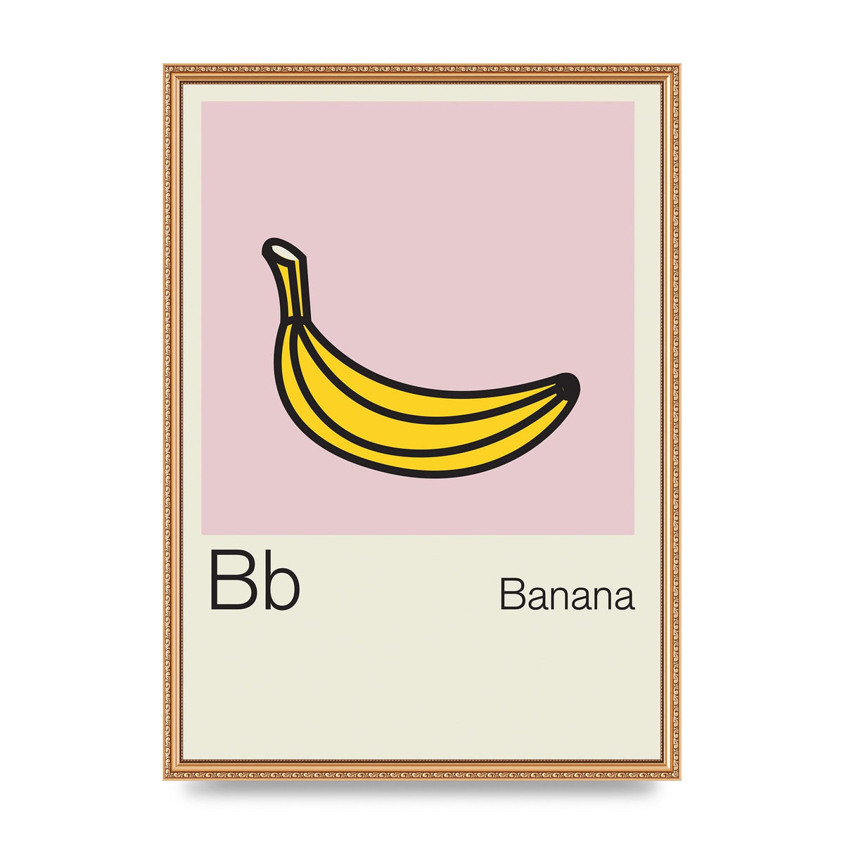 Bold Childlike Fruit Two Banana Printed Poster - A2 framed