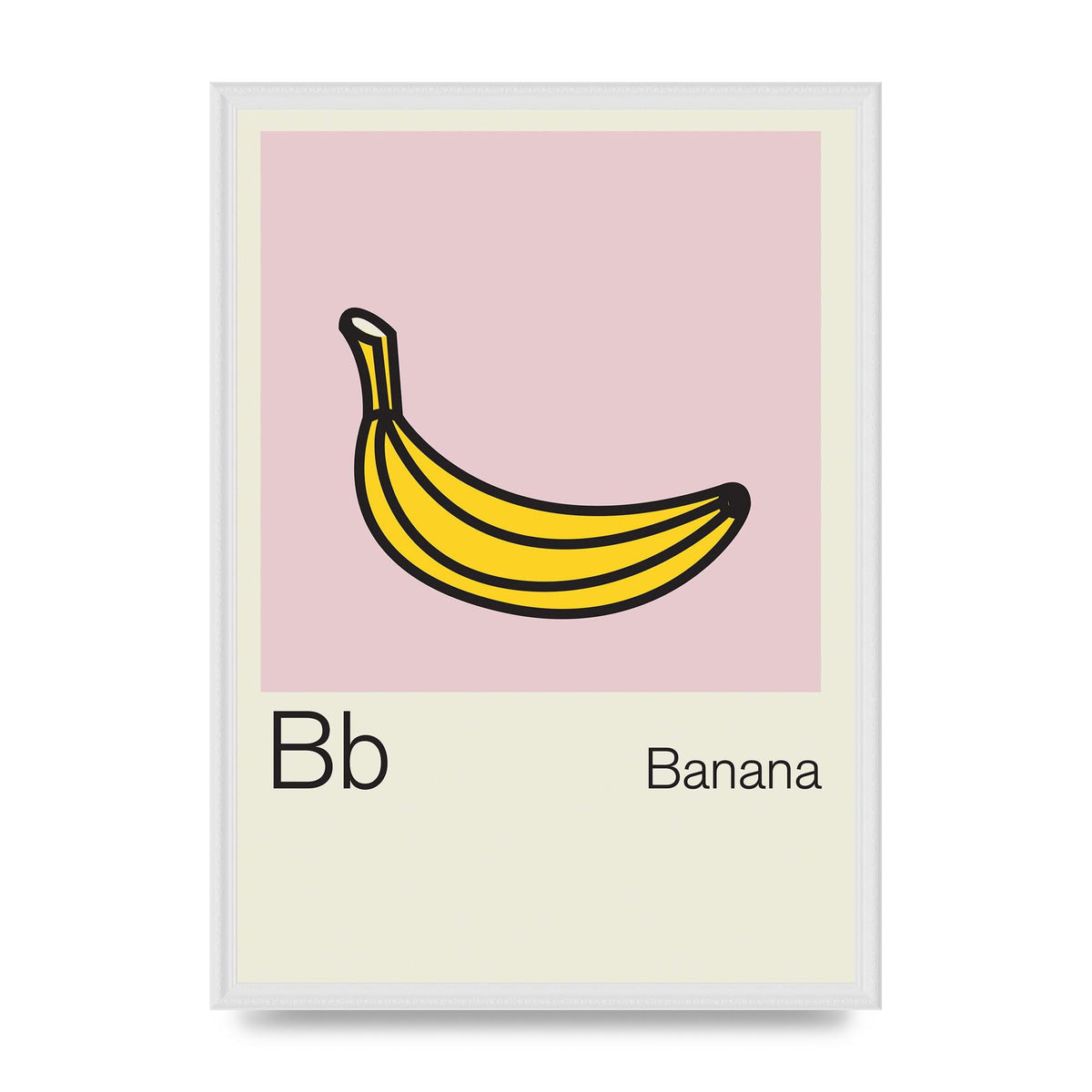 Bold Childlike Fruit Two Banana Printed Poster - A2 framed