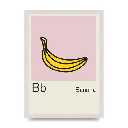 Bold Childlike Fruit Two Banana Printed Poster - A3 framed