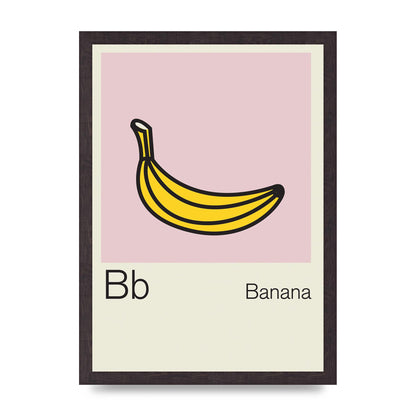 Bold Childlike Fruit Two Banana Printed Poster - A3 framed