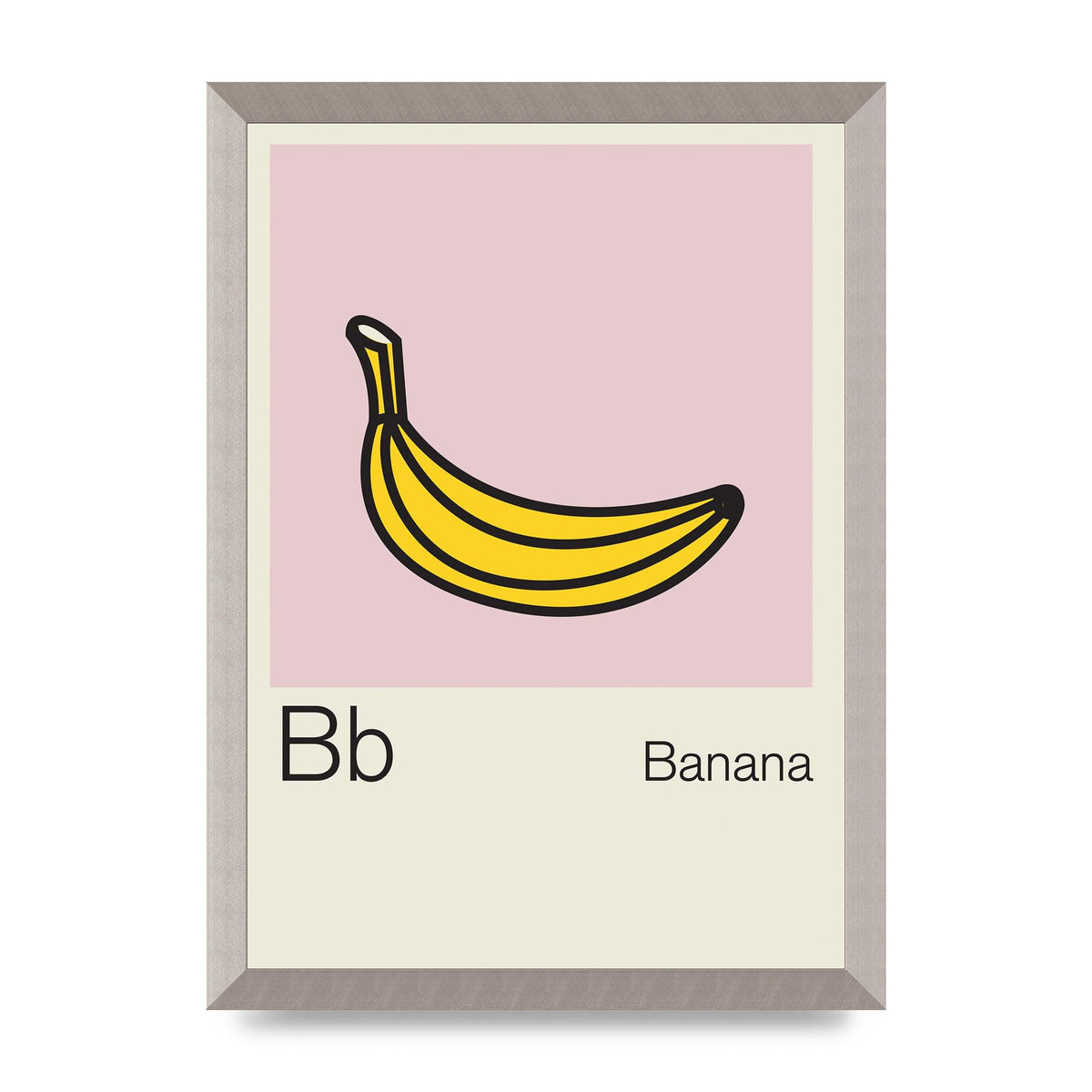 Bold Childlike Fruit Two Banana Printed Poster - A3 framed