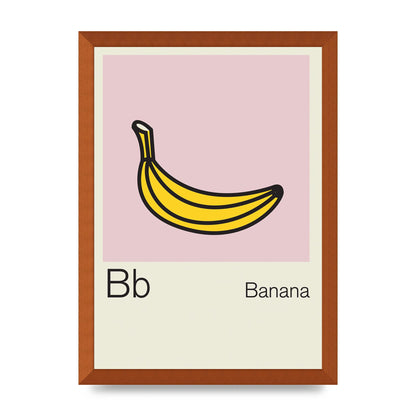 Bold Childlike Fruit Two Banana Printed Poster - A3 framed