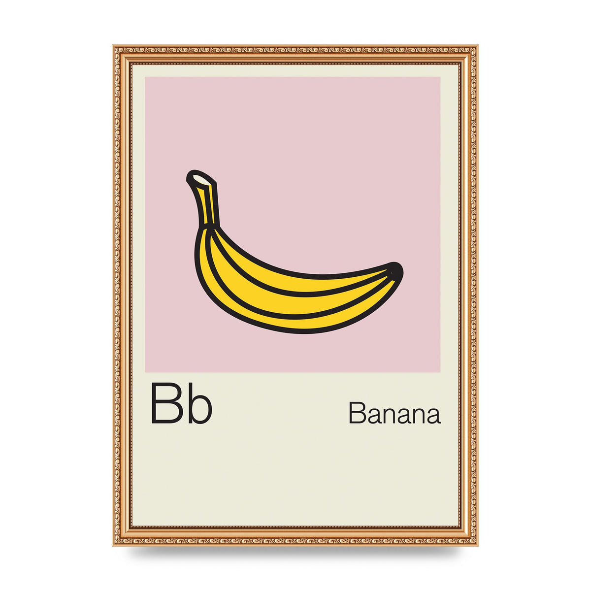 Bold Childlike Fruit Two Banana Printed Poster - A3 framed