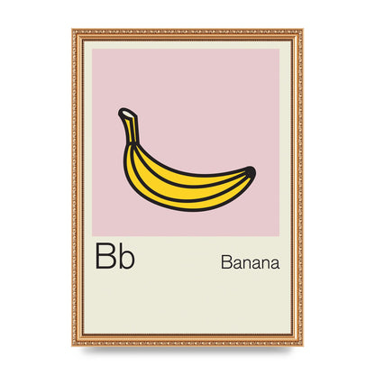 Bold Childlike Fruit Two Banana Printed Poster - A3 framed