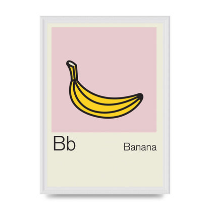 Bold Childlike Fruit Two Banana Printed Poster - A3 framed