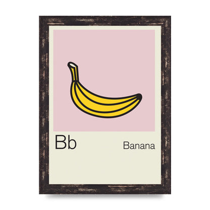 Bold Childlike Fruit Two Banana Printed Poster - A4 framed