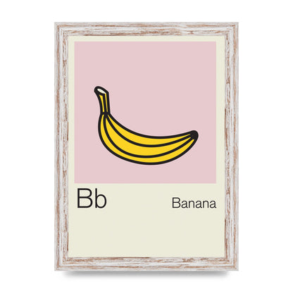 Bold Childlike Fruit Two Banana Printed Poster - A4 framed