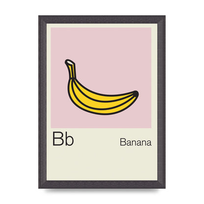 Bold Childlike Fruit Two Banana Printed Poster - A4 framed