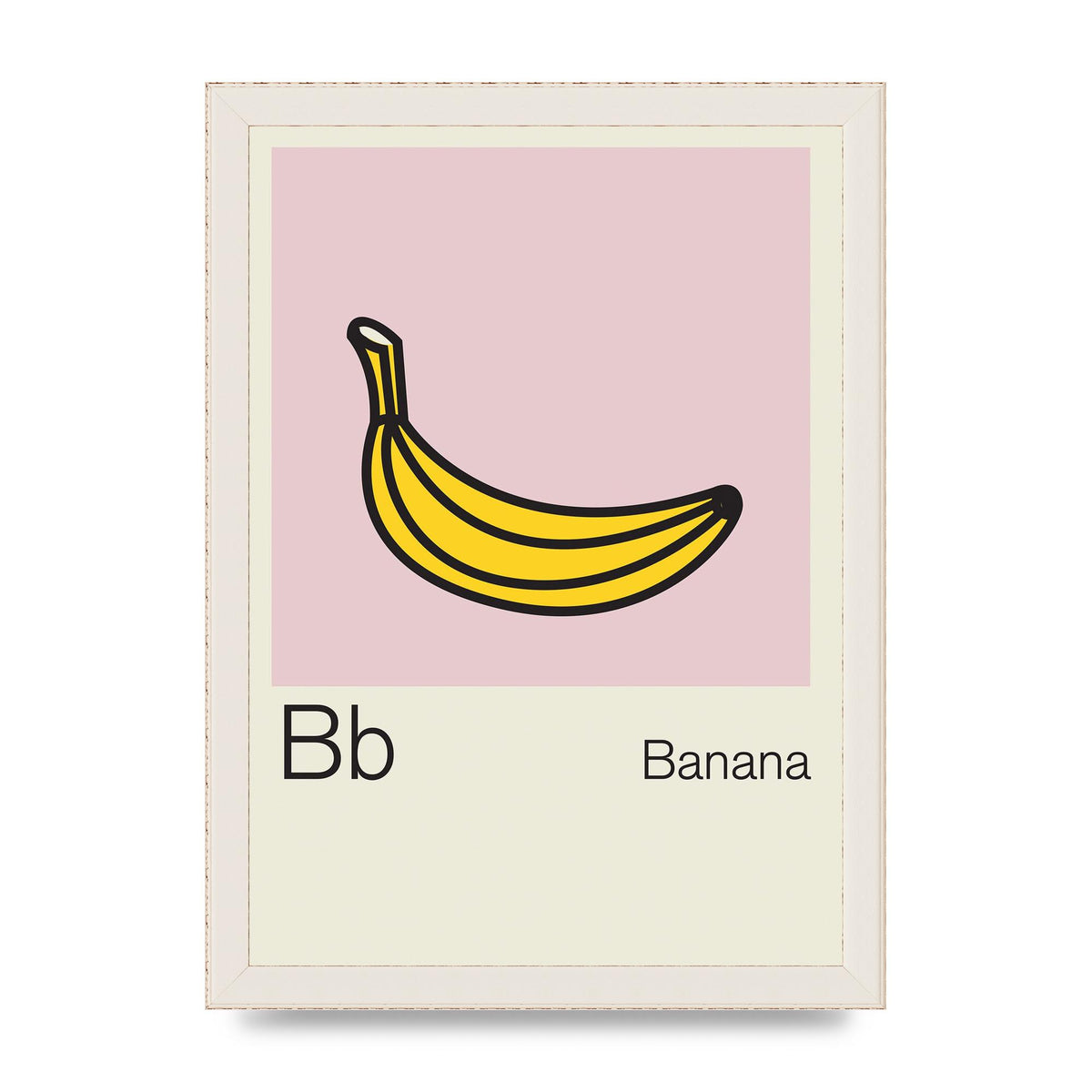 Bold Childlike Fruit Two Banana Printed Poster - A4 framed