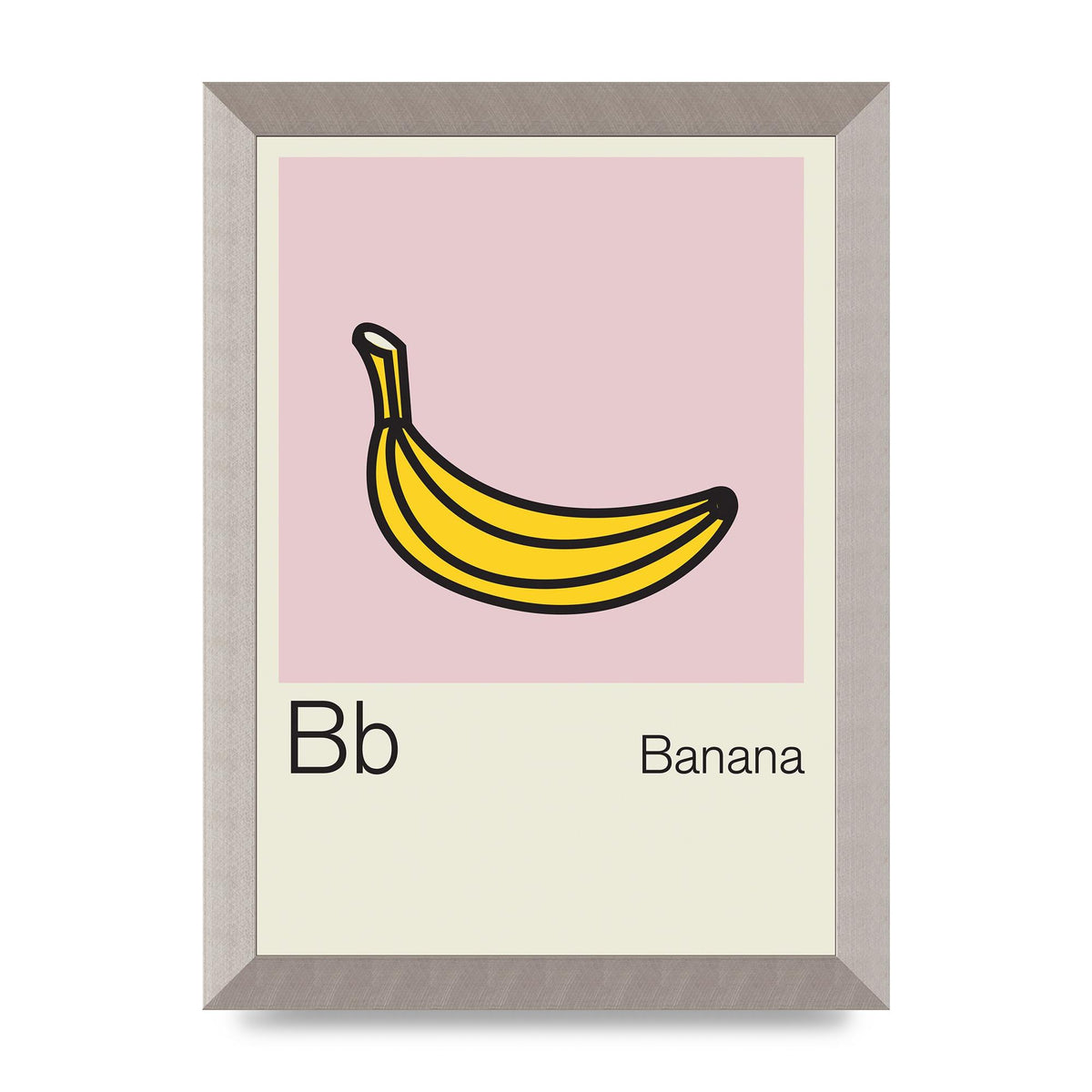 Bold Childlike Fruit Two Banana Printed Poster - A4 framed