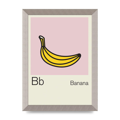 Bold Childlike Fruit Two Banana Printed Poster - A4 framed