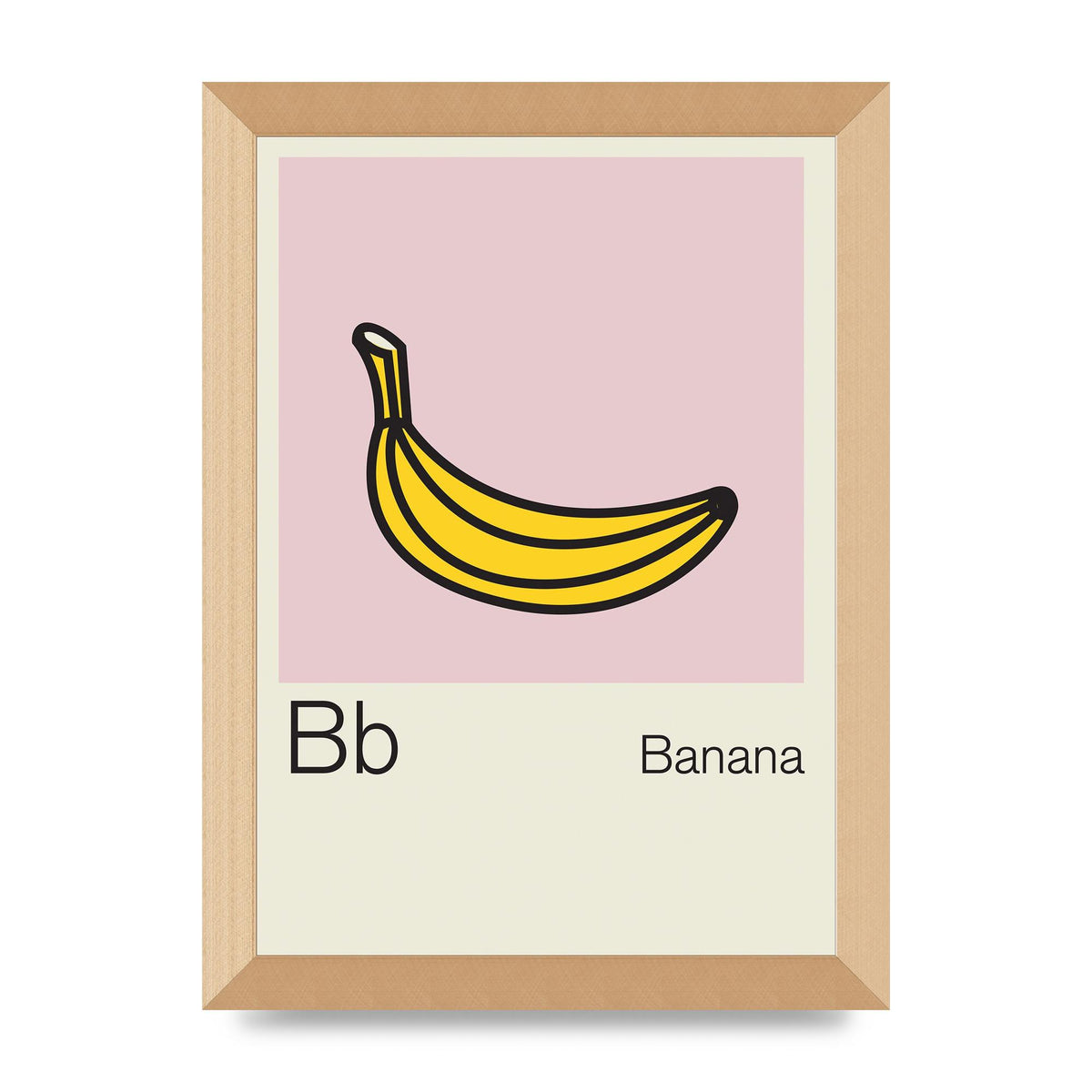 Bold Childlike Fruit Two Banana Printed Poster - A4 framed