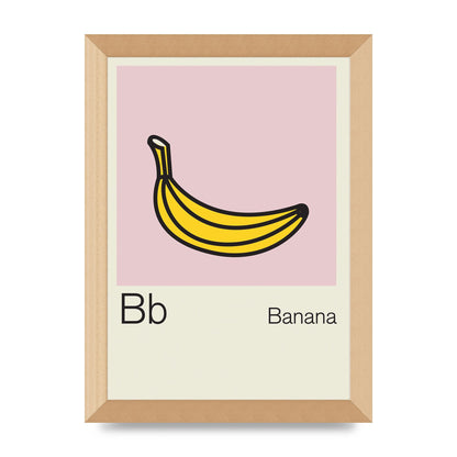 Bold Childlike Fruit Two Banana Printed Poster - A4 framed