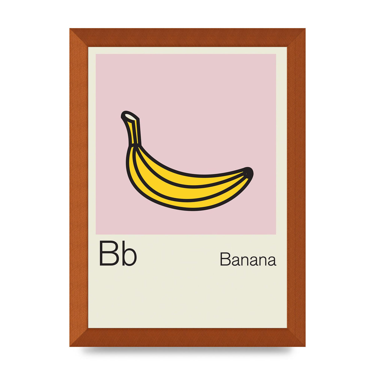Bold Childlike Fruit Two Banana Printed Poster - A4 framed