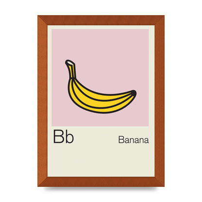 Bold Childlike Fruit Two Banana Printed Poster - A4 framed