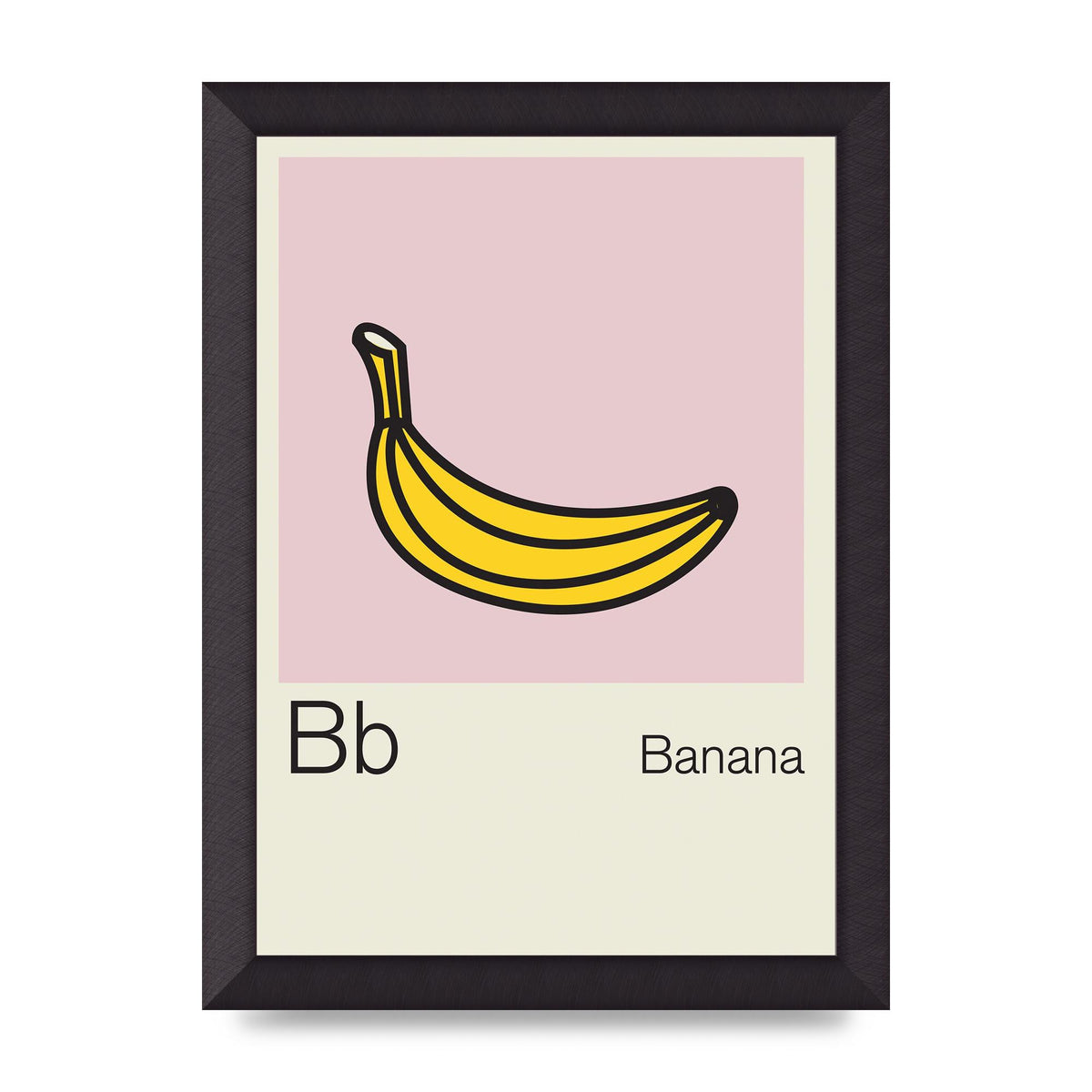 Bold Childlike Fruit Two Banana Printed Poster - A4 framed