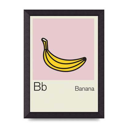 Bold Childlike Fruit Two Banana Printed Poster - A4 framed