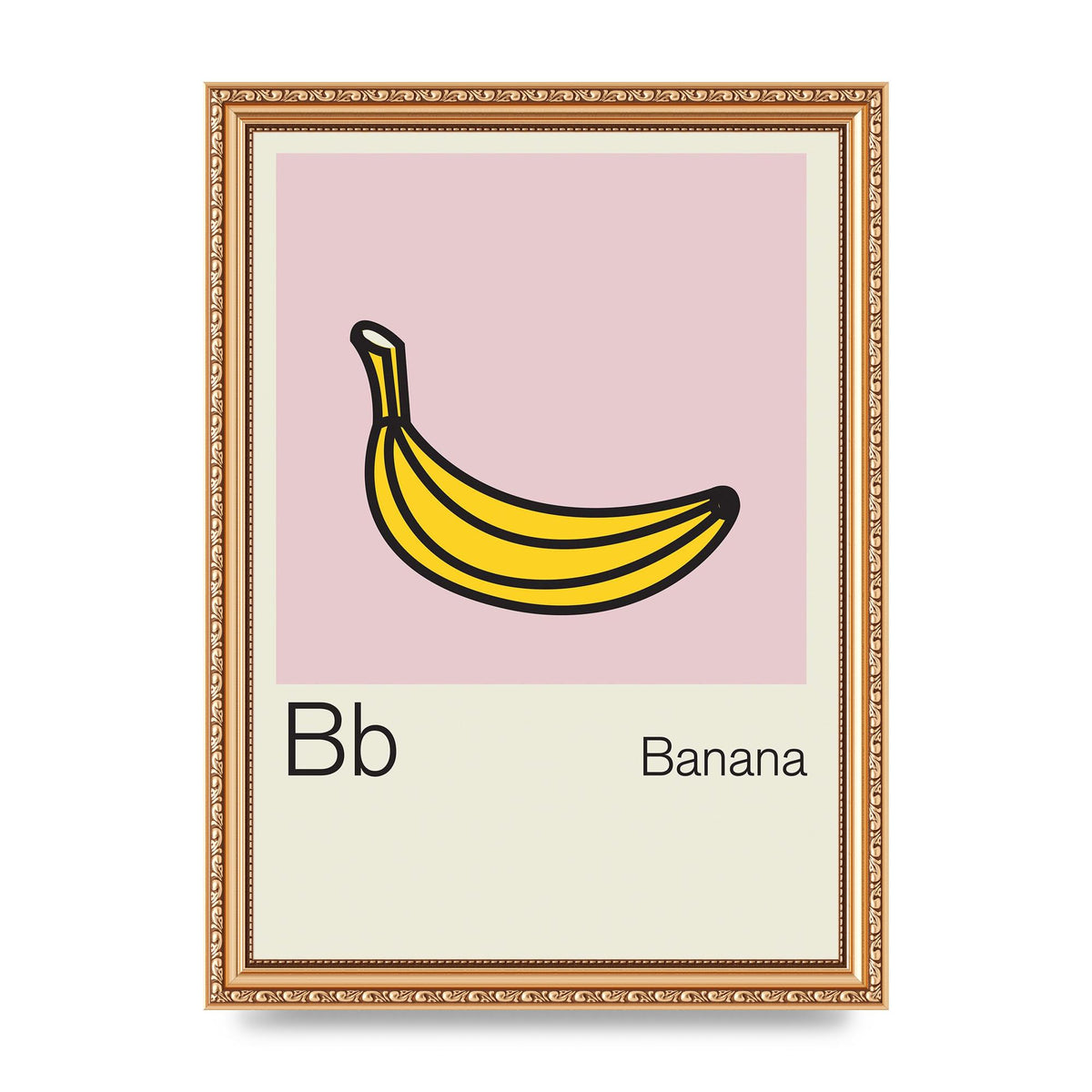 Bold Childlike Fruit Two Banana Printed Poster - A4 framed