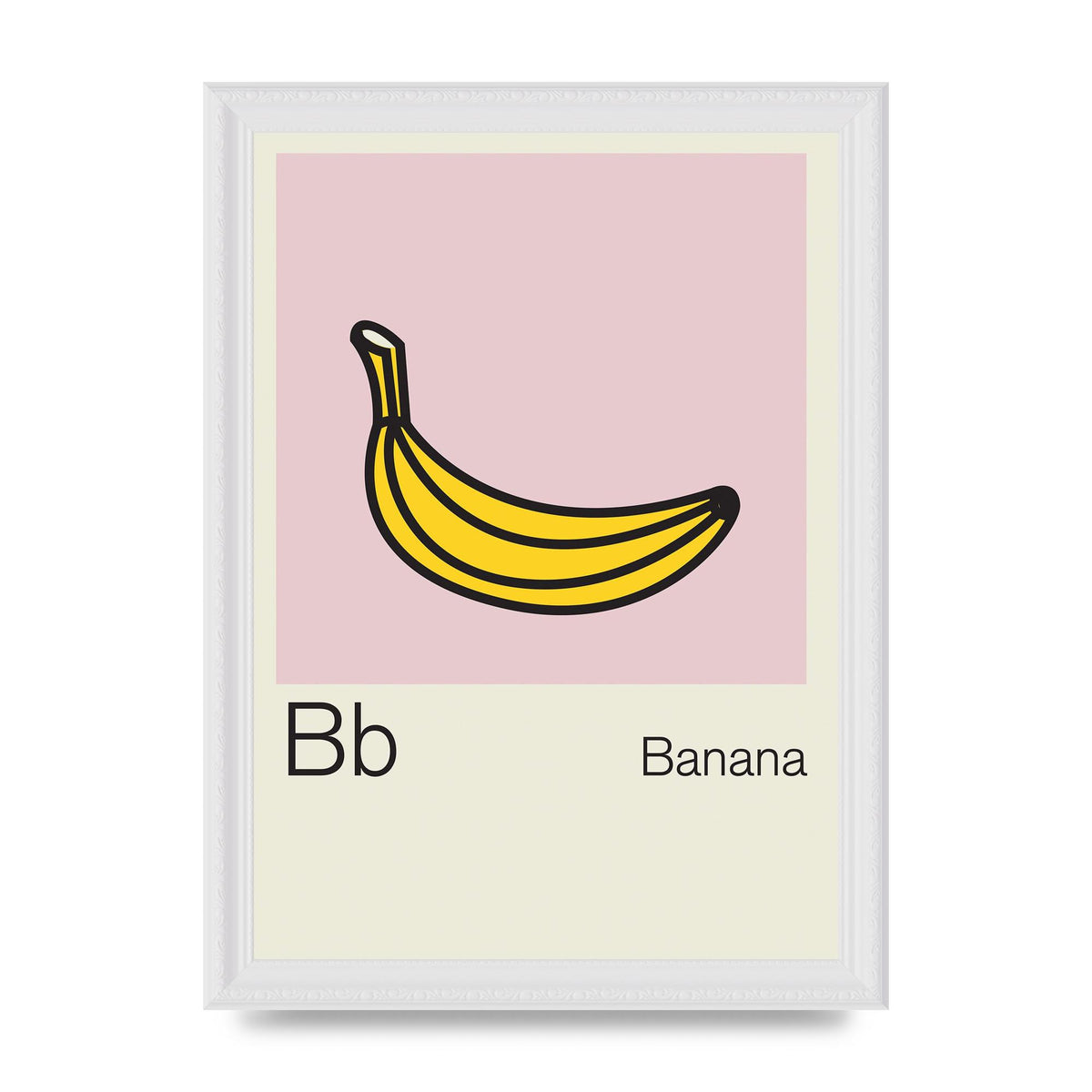 Bold Childlike Fruit Two Banana Printed Poster - A4 framed