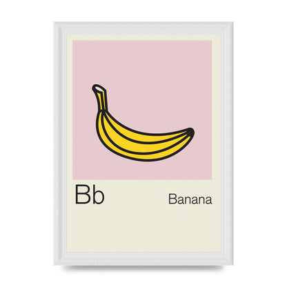 Bold Childlike Fruit Two Banana Printed Poster - A4 framed