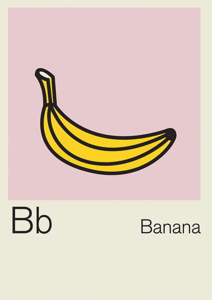 Bold Childlike Fruit Two Banana Printed Poster - detail