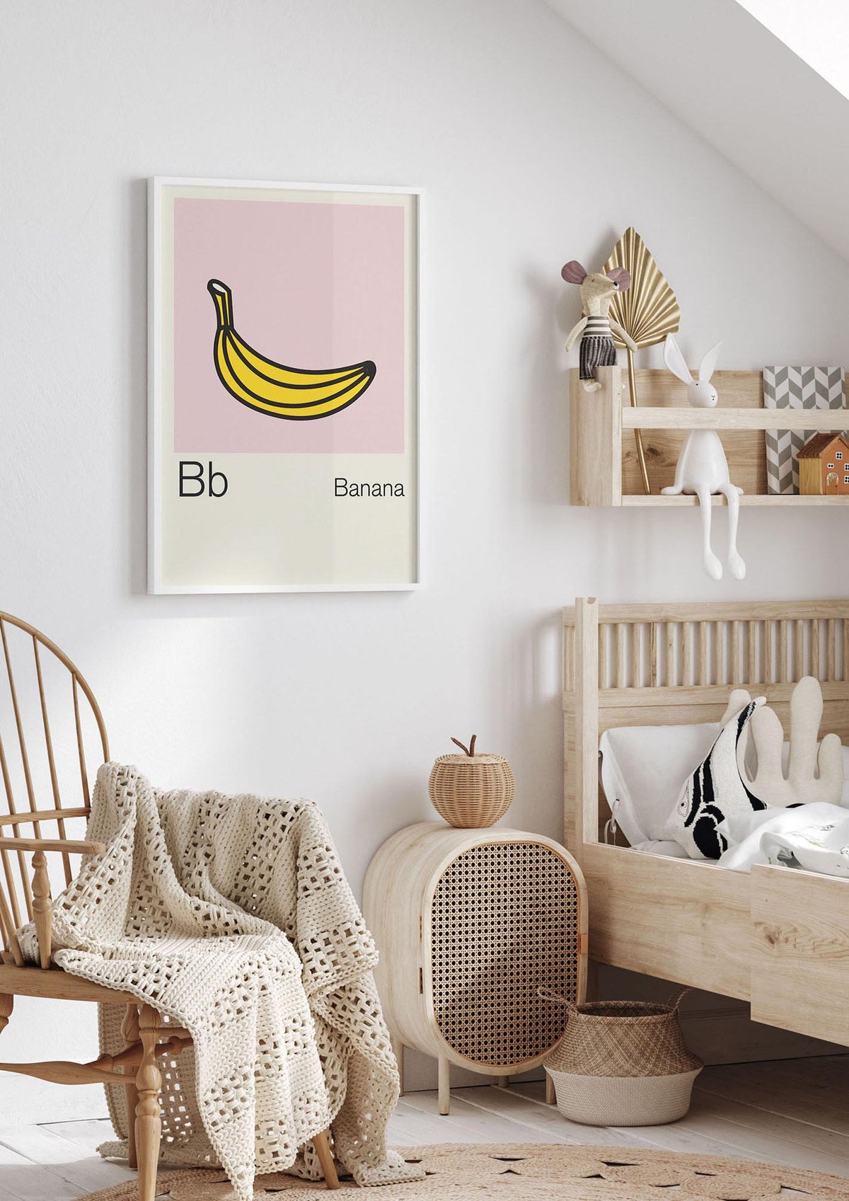 Bold Childlike Fruit Two Banana Printed Poster - nursery 1