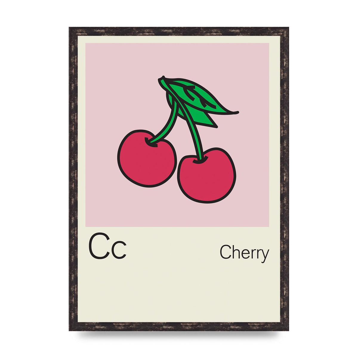 Bold Childlike Fruit Three Cherry Wall Art - A2 framed