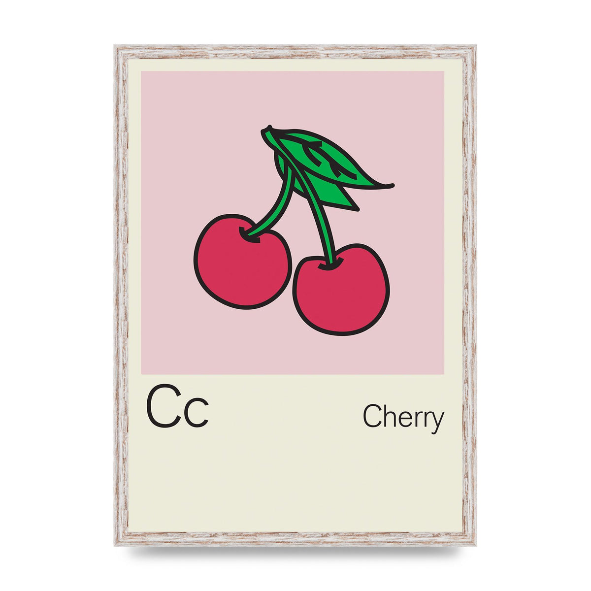Bold Childlike Fruit Three Cherry Wall Art - A2 framed