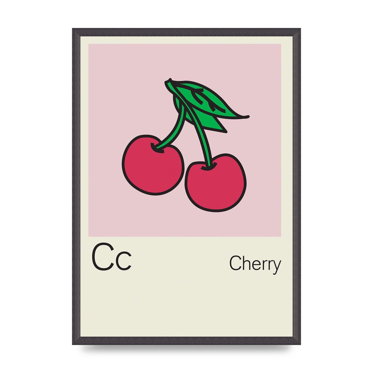 Bold Childlike Fruit Three Cherry Wall Art - A2 framed