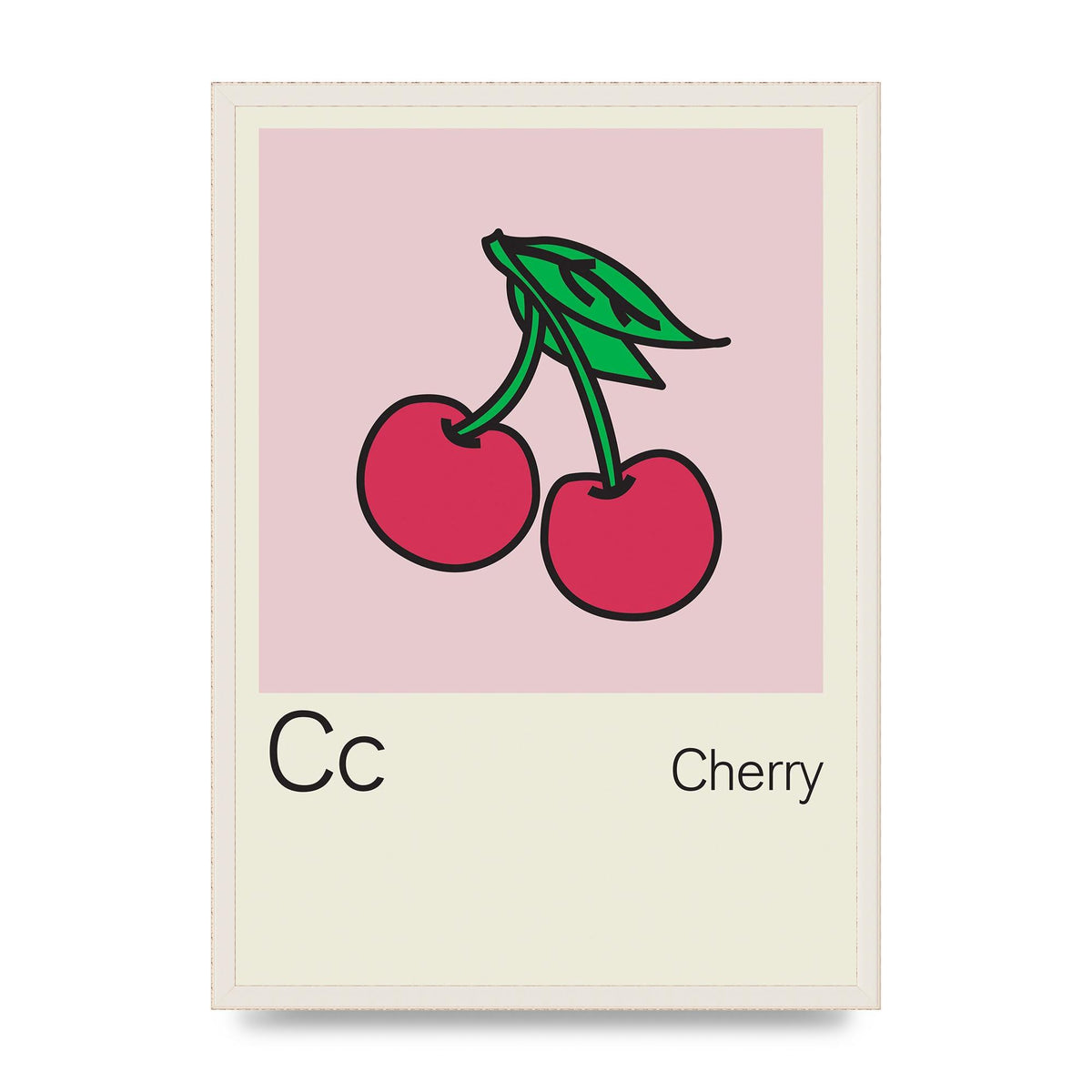 Bold Childlike Fruit Three Cherry Wall Art - A2 framed