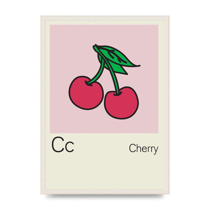 Bold Childlike Fruit Three Cherry Wall Art - A2 framed