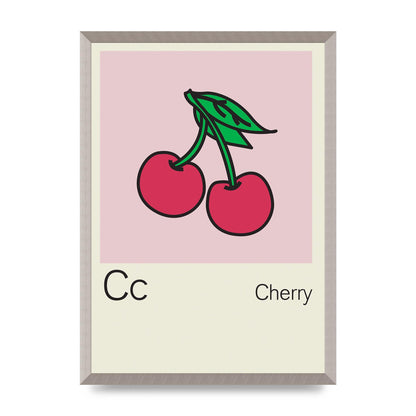 Bold Childlike Fruit Three Cherry Wall Art - A2 framed