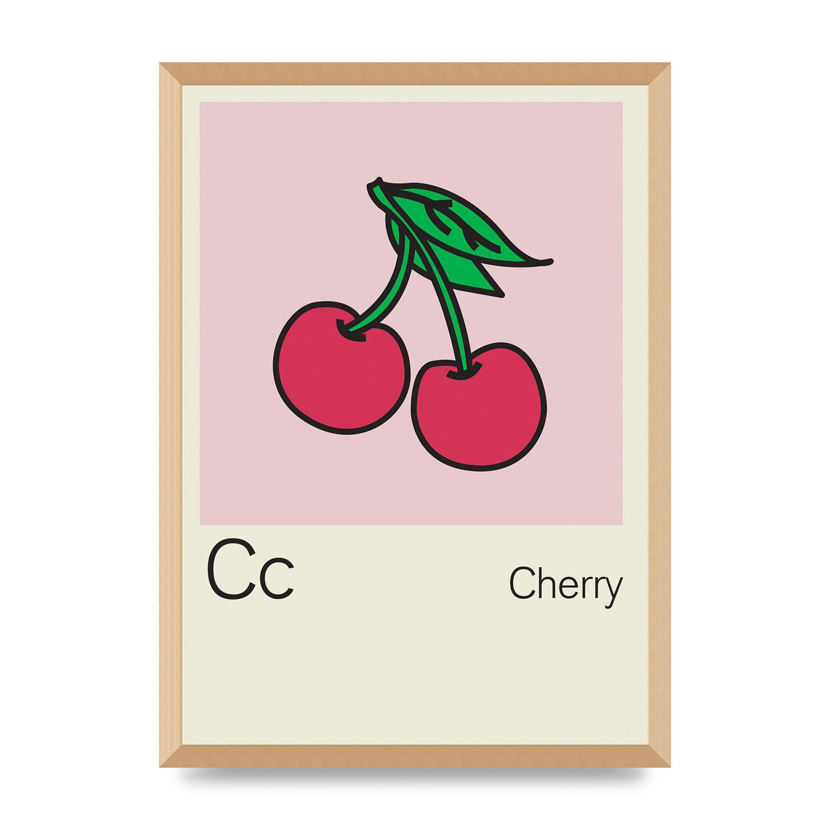 Bold Childlike Fruit Three Cherry Wall Art - A2 framed