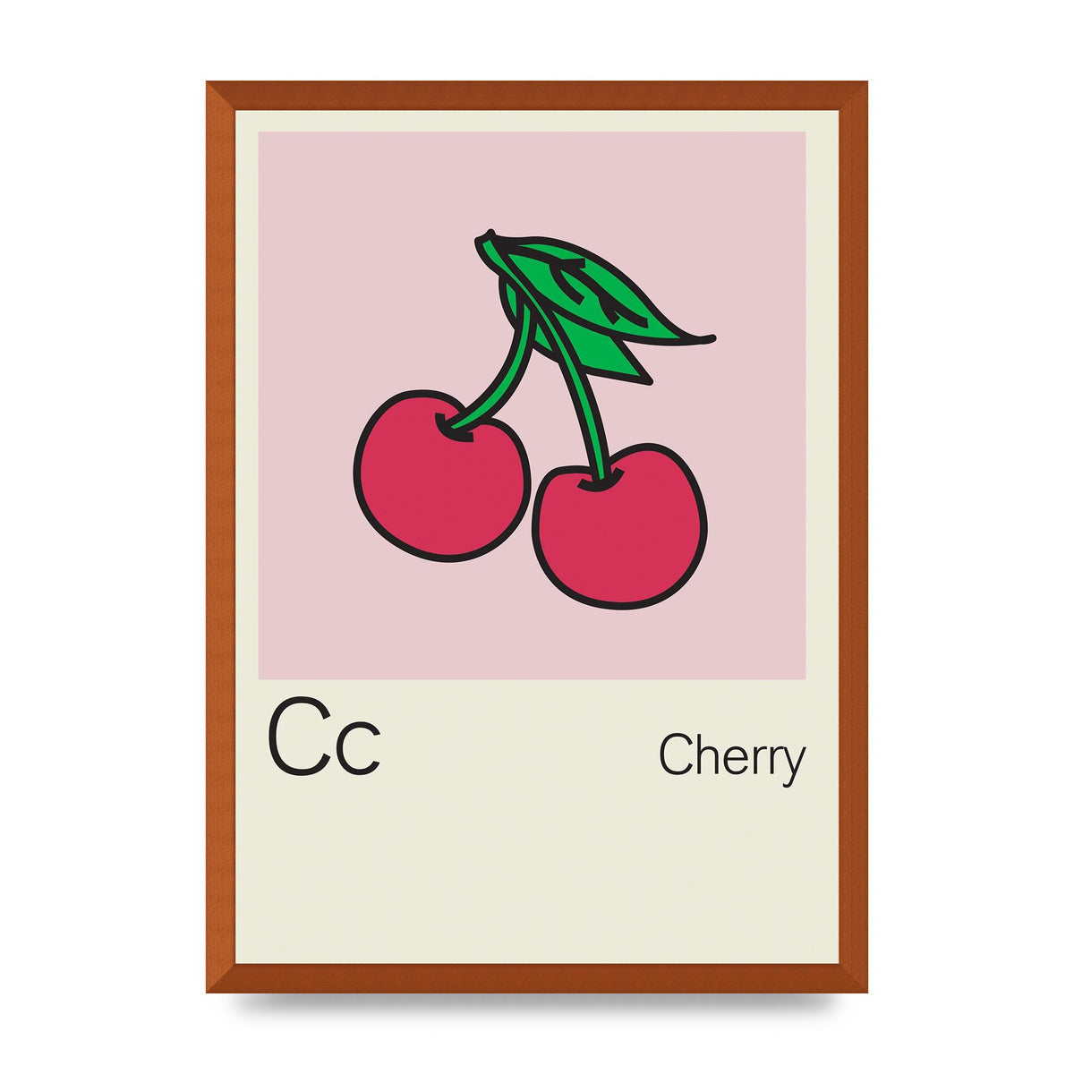 Bold Childlike Fruit Three Cherry Wall Art - A2 framed
