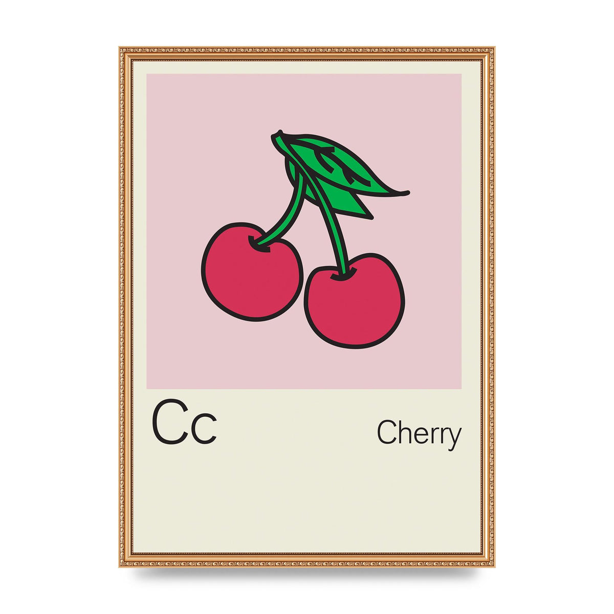 Bold Childlike Fruit Three Cherry Wall Art - A2 framed