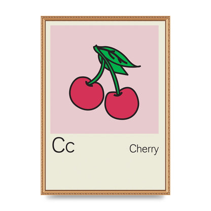 Bold Childlike Fruit Three Cherry Wall Art - A2 framed