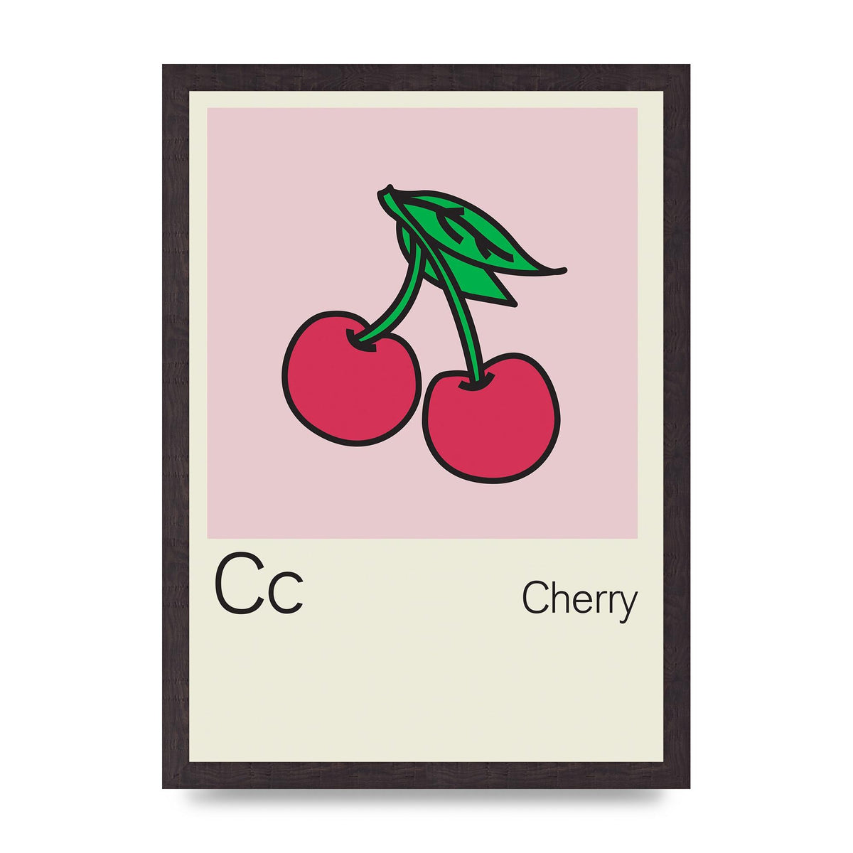 Bold Childlike Fruit Three Cherry Wall Art - A3 framed